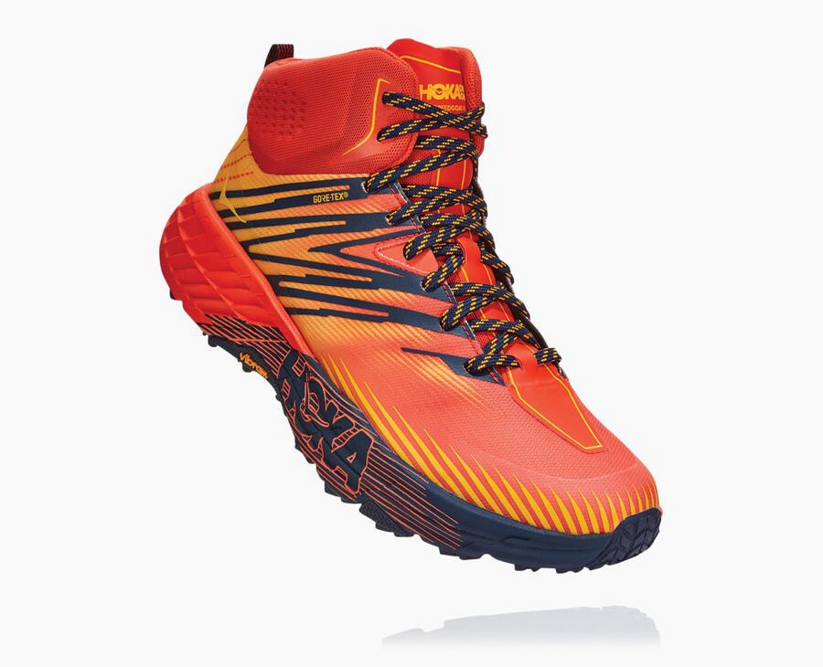 Tenis Trail Hoka One One Masculino Vermelhas - Speedgoat Mid Gore-Tex 2 - 839-QNKMJR